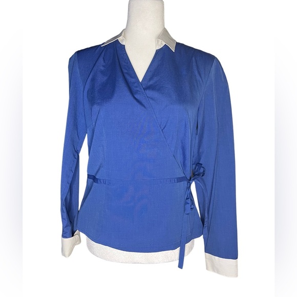 Vintage Ann Taylor Wrap Top 100% Cotton 4 - Picture 1 of 7